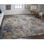 Tapis floral en laine noué à la main bleu / orange / rouge-1974158037