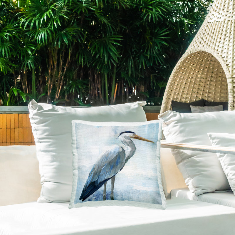 Coussin Serene Blue Heron In Aqua
