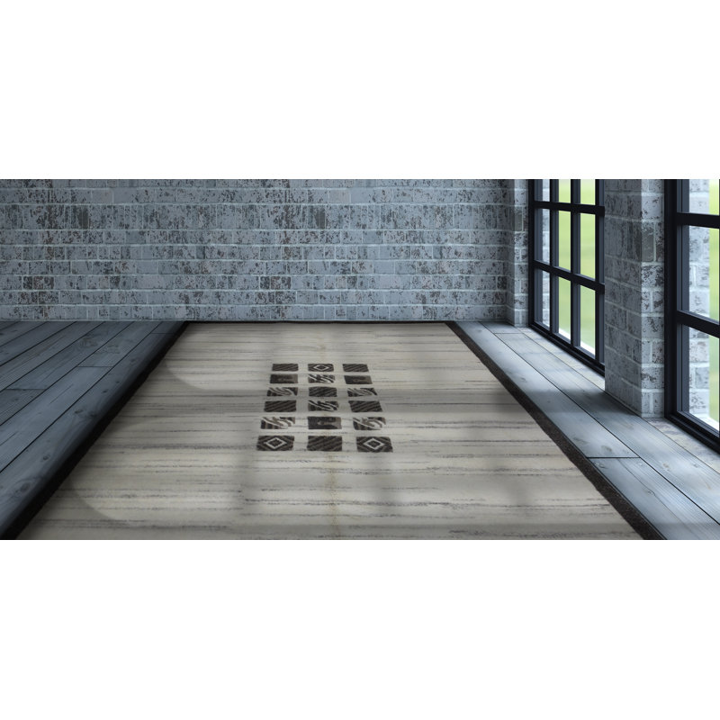 Tapis ivoire / brun en laine noué à la main de style sud-ouest rectangulaire 5 pi x 8 pi