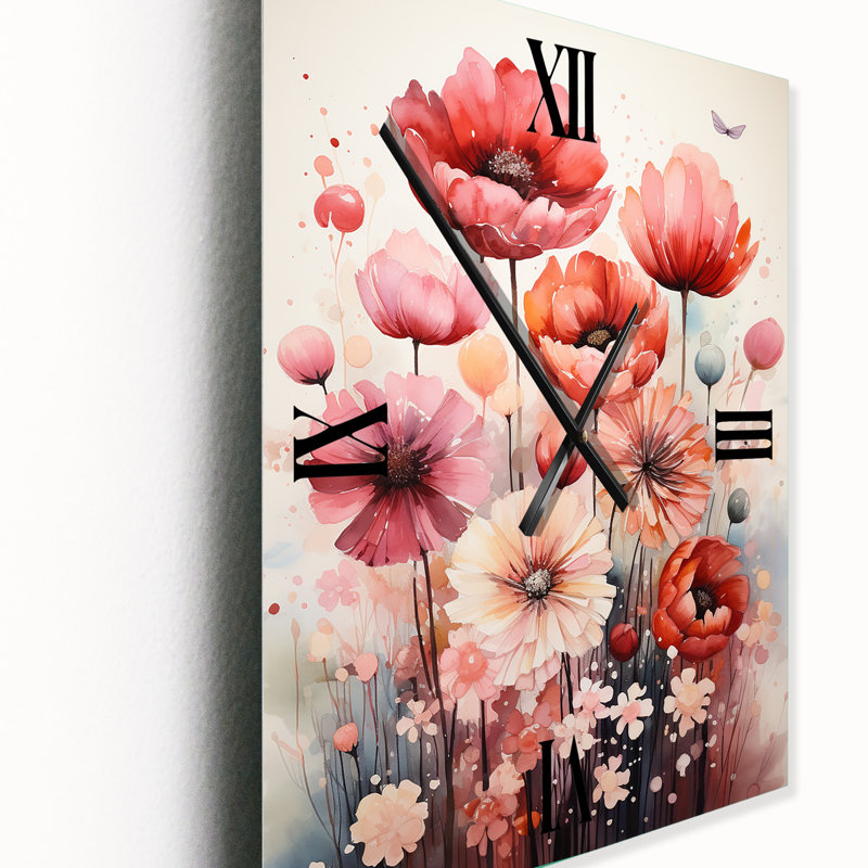 Horloge murale moderne rouge pétales et beauté crème rouge, Petit