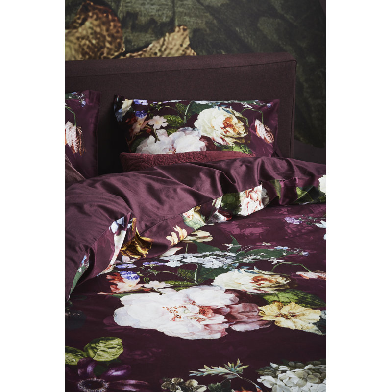 Cotton Reversible Duvet Cover Set, Burgundy, 140 x 200cm Duvet Cover + 1 Pillowcase