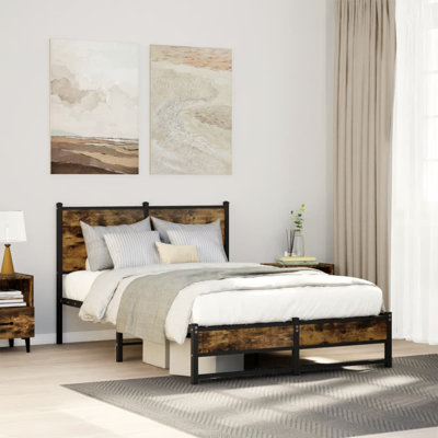 Borough Wharf Metal Bed Frame Without Mattress Smoked Oak