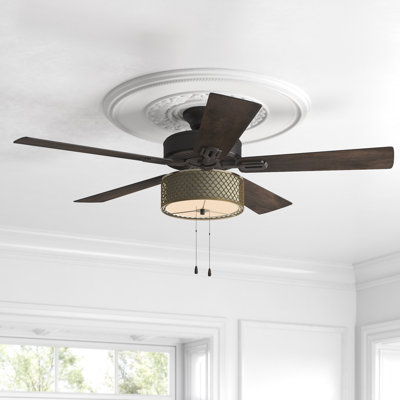 52"W Litza 5-Blade Bronzed Scallop Design Ceiling Fan