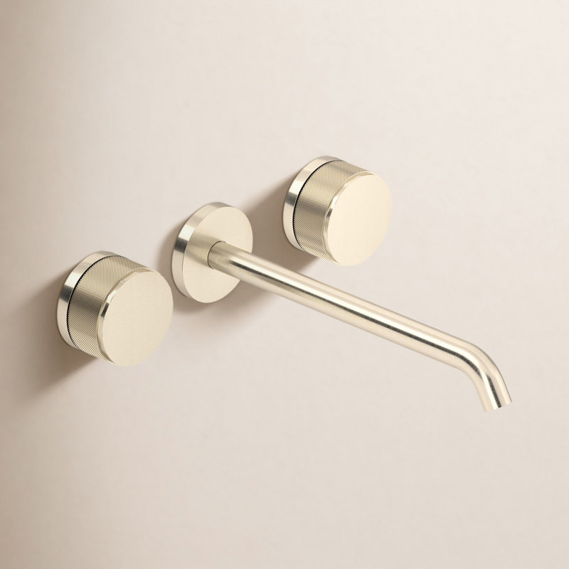 Amahle Wall Mount Tub Filler Trim with C-Spout, Satin Nickel