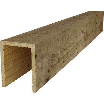 Poutre en bois AmeriCraft, 3 côtés (poutre en U), l 9 1/2 po x H 5 1/2 po x L 36 po, finition noyer foncé, pin teinté