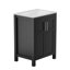 Meuble de salle de bain noir de 61 cm (24 pouces) avec lavabo en céramique blanche. Style moderne, imperméable, finition lisse, résistant aux taches d'eau, bois de 18 mm d'épaisseur, bords scellés, charnières et poignées en acier inoxydable, grand espace de rangement.