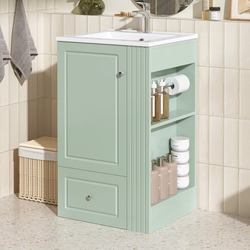 Meuble-lavabo moderne simple de 20 pouces convenant aux armoires de rangement dans les petites salles de bain, Vert