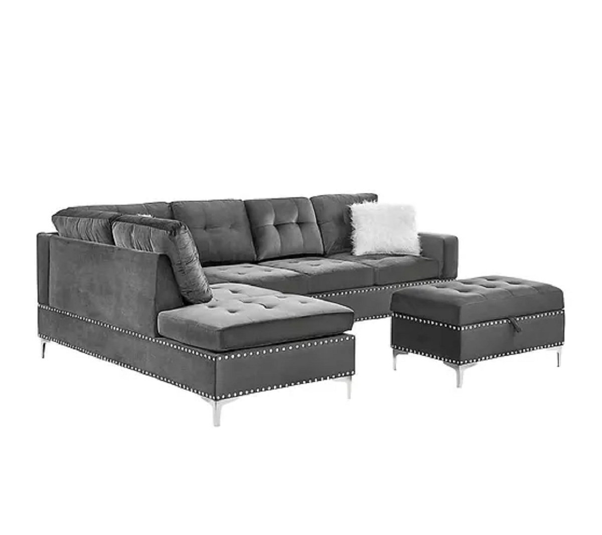 Mercer41 Naiden 2 Piece Velvet Sectional Wayfair   Naiden 2 Piece Velvet Sectional 