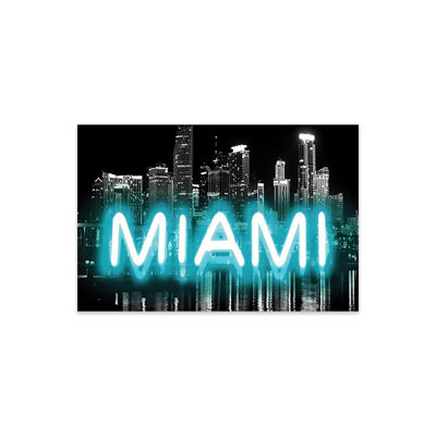 «Neon Miami Aqua on Black» par Hailey Carr - impression sans cadre