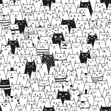 Cool Cats White Multi Peel & Stick Wallpaper - Rifle Paper Co.