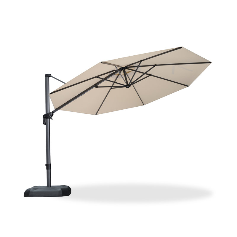 Sturdy Cantilever Parasol, Beige, 274cm H x 335cm W x 335cm D
