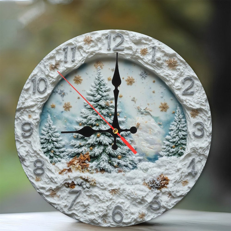 Horloge-visage-avec-renne-traîneau