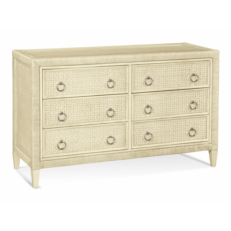 Naples 6 Drawer 54'' W Dresser, Bisque, Yes, Satin Nickel