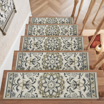 Stair Treads for Wooden Steps Non Slip Washable 8" X 30" 15pcs | Self Adhesive,Peel and Stick,Soft Carpet Stair Treads for Kids,Elder,Pet,Residue Free,Reusable Stair Runner,Multi-Surface Use