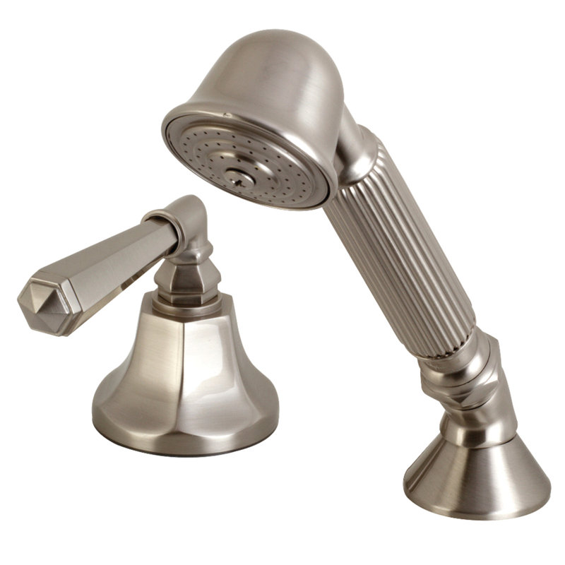 Kingston Brass Deck Mount Hand Shower with Diverter for Roman Tub Faucet, Brushed Nickel