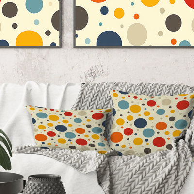 Coussin décoratif à pois orange et vert VII