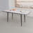47" Expandable To 63" Inch MDF Square White Marble Patterned Dining Table, Modern Industrial Kitchen And Dining Table, Equipped With Tapered Black Metal Legs