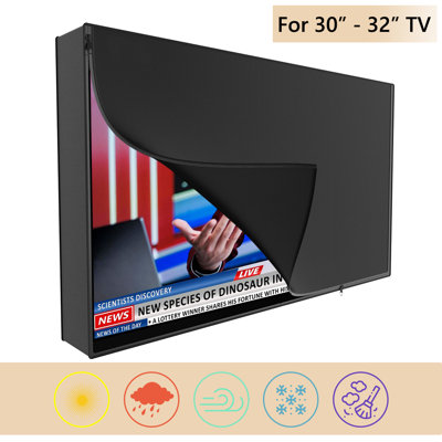 3-Side Zipper Waterproof Outdoor TV Cover, 600D Heavy Duty Oxford Weatherproof TV Enclosure