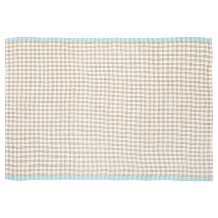 Caravan Gingham Tea Towels, Set of 2 - Grey/Dijon