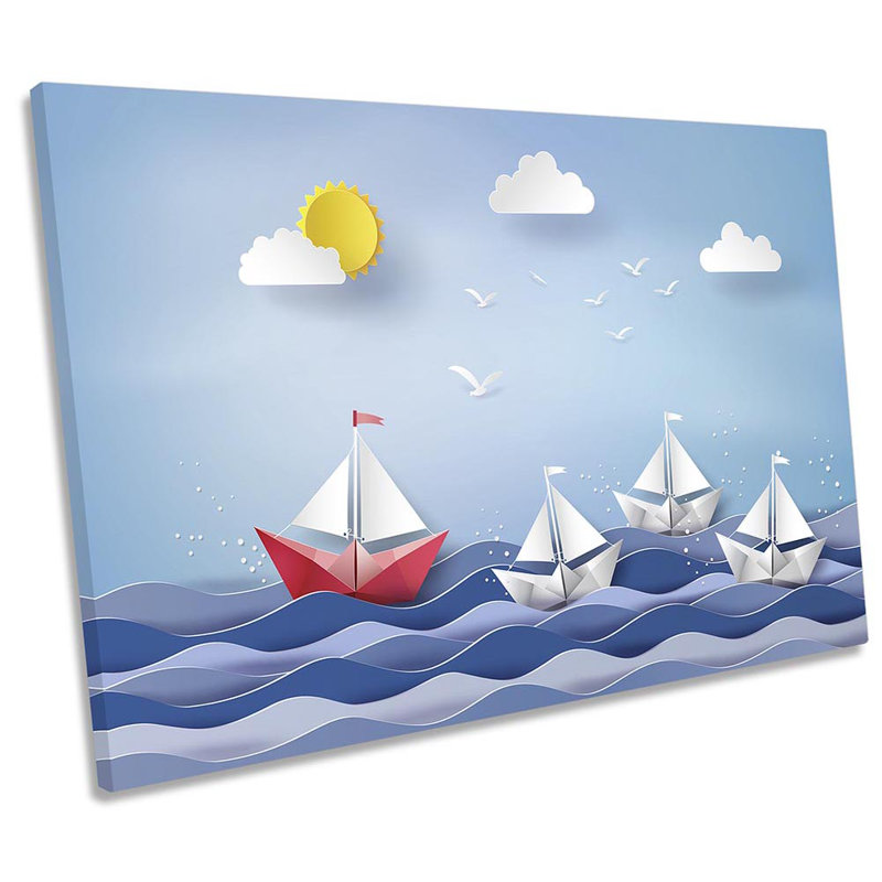 Z2553 Sail Boats Seascape - Wrapped Canvas Print, 91.4cm H x 137.2cm W