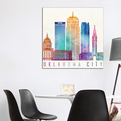 Oklahoma City Watercolour Landmark 1 Piece Wrapped Canvas Painting