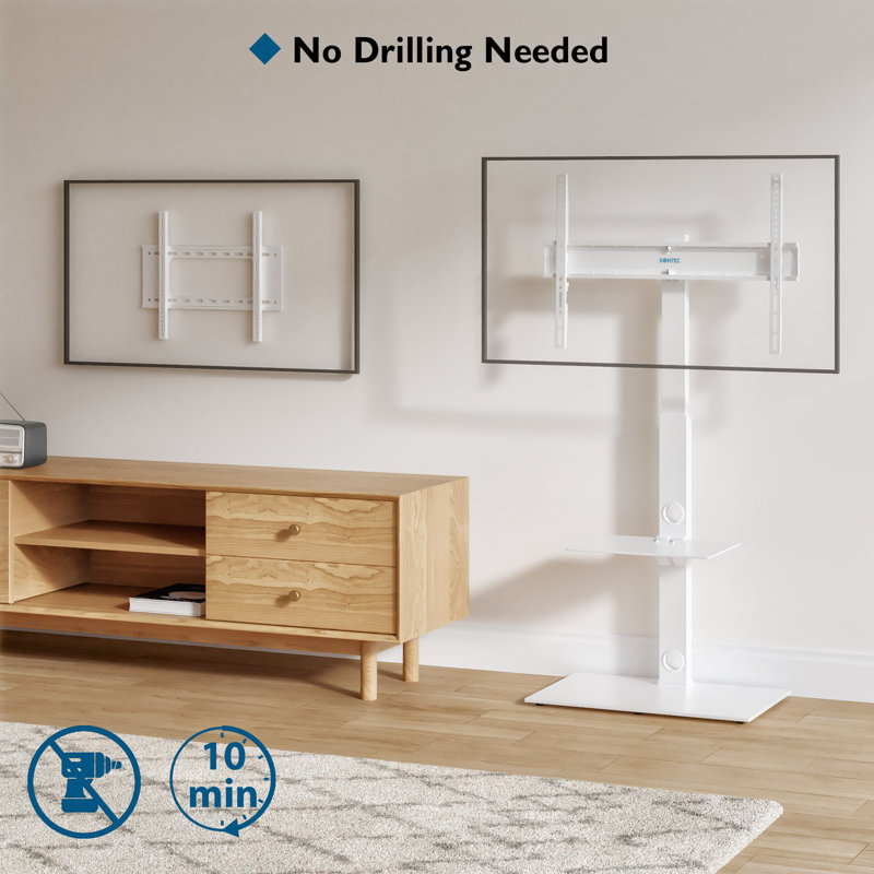 1Home Single Screen Floor Stand Mount, White