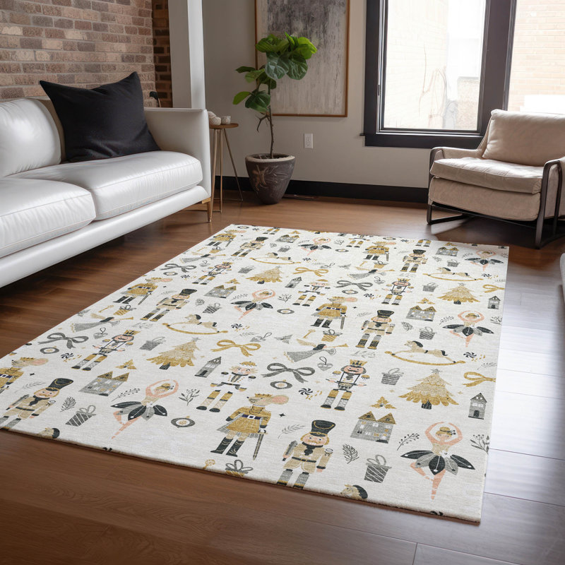 Tapis tissé à la machine Xhevrie, Rectangle 5 pi x 7 pi 6 po