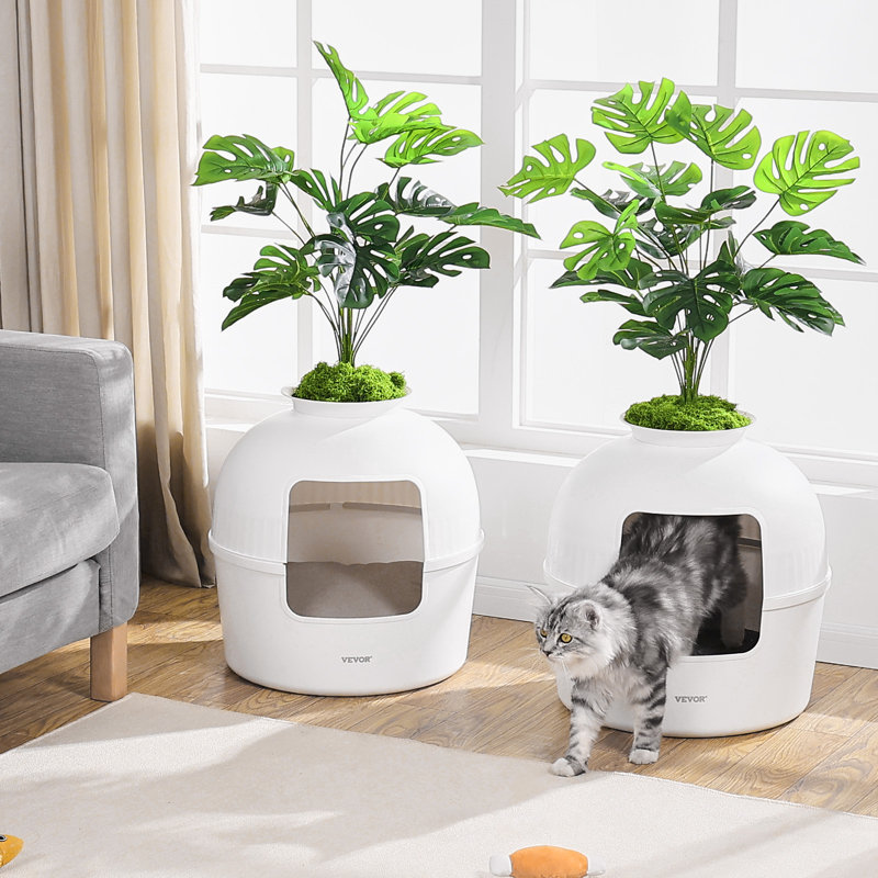 Bac à litière pour chat avec plante artificielle sans odeur