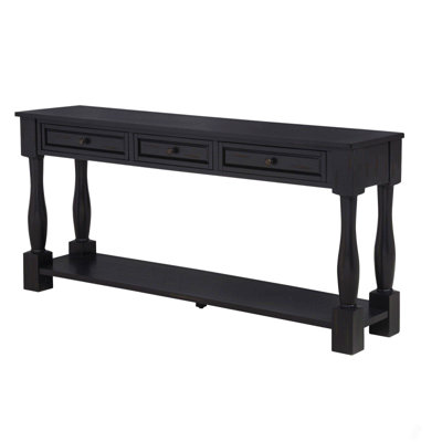 64" Long Console Table With Drawers And Shelf For Entryway, Hallway, Living Room, Acacia Wood Table