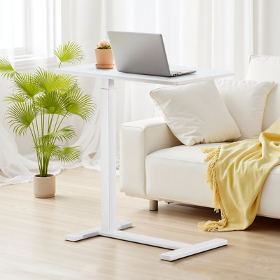 Overbed Bedside Table With Wheels, Adjustable Hospital & Home Use Bed Table, Rolling Laptop Table, Mobile Standing Desk