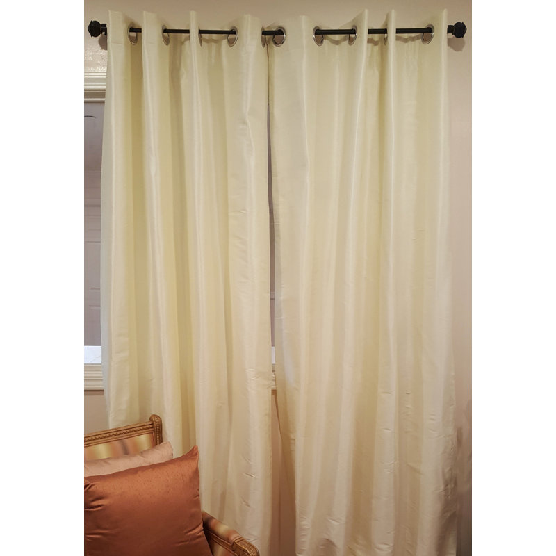 Panneau de rideau simple semi-diaphane avec œillets Eury, l 50 po x L 108 po, Champagne