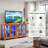 Eyisean 59" LED Curio Cabinet with 7 Color Lights, Vintage Glass Display Case with Glass Doors, Smartphone-Controlled, Short Wooden China Cabinet with Adjustable Shelves for Living Room, Entryway-1298126217
