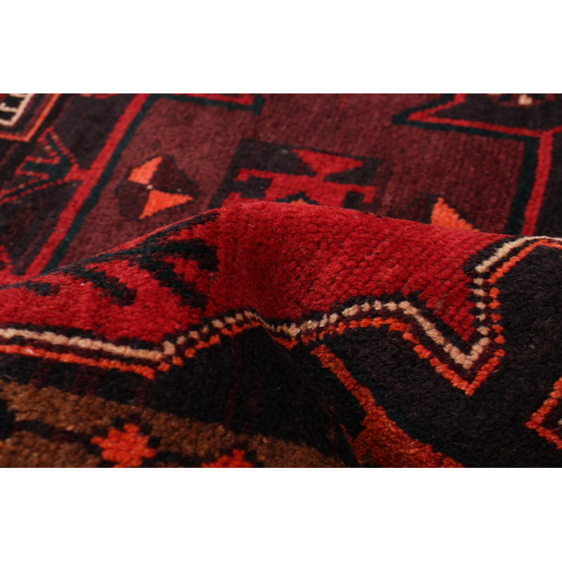 Tapis rouge en laine noué à la main de conception unique 1990S 3 pi 10 po x 9 pi 5 po Lebanon