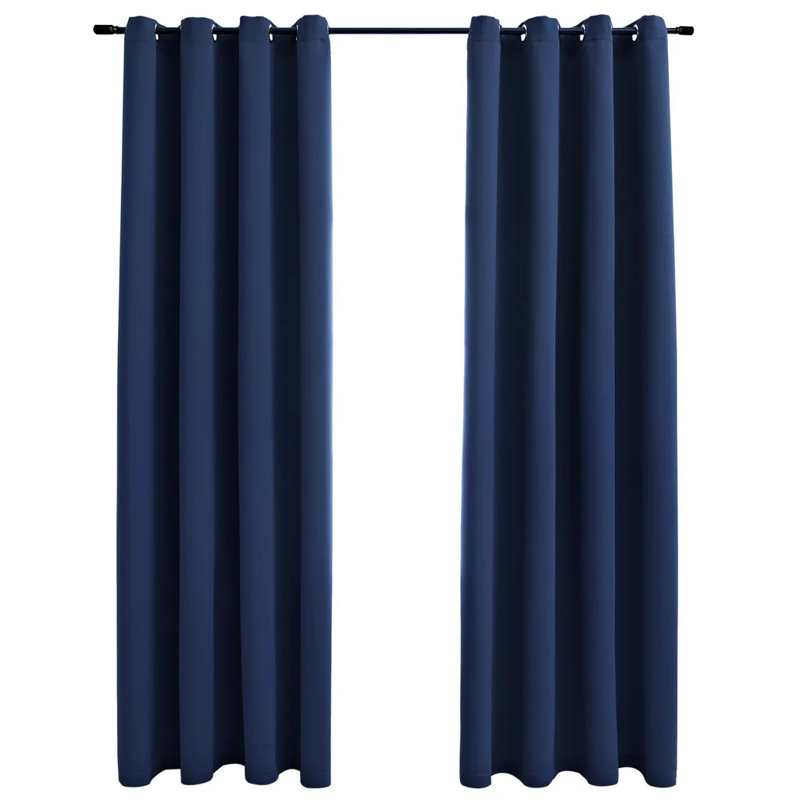 Korkmaz Blackout Curtain Pair, 140 W  x 175 D cm, Blue