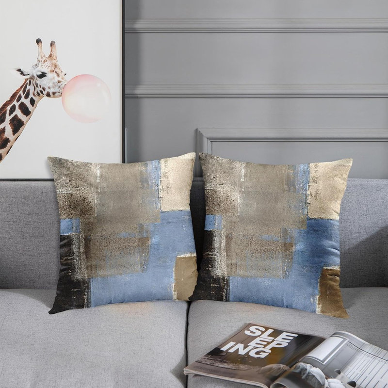 Housses de coussin bleues et beige