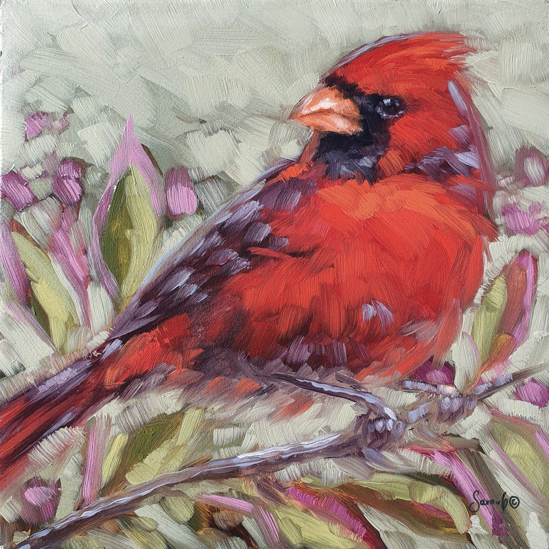 Cardinal de Bogosta dans l'après-midi par Sara G Designs, H 12 po x l 12 po