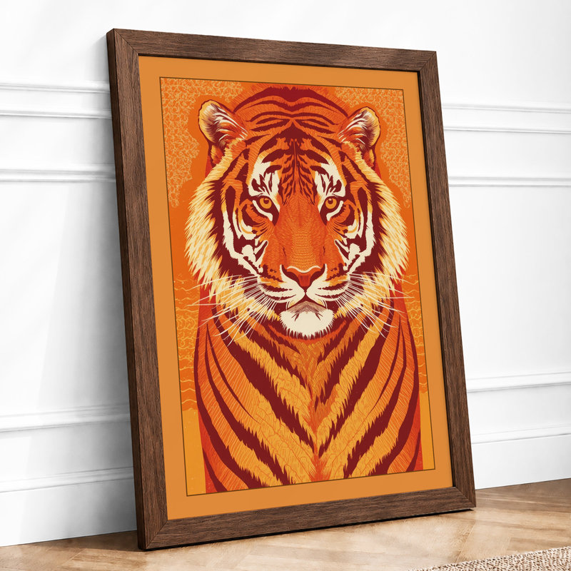 Tiger's Gaze Modern - Framed Print, A2 - 59.4 x 42.0 cm, Walnut