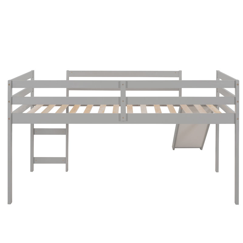 Loft Bed with Slide, Multifunctional Design, Twin, Gray