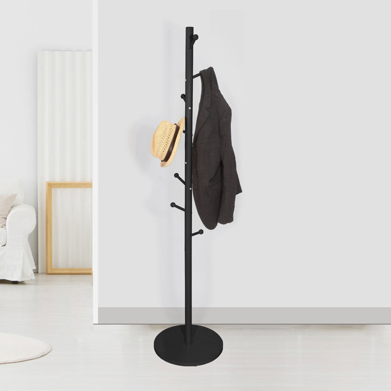 174cm Tall White Coat Rack Tree Branch Hanger Stand Multi Hooks Hallway Freestanding w/ MDF Base, Black