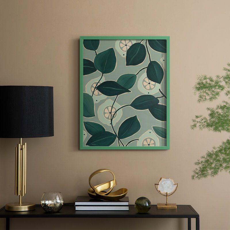 Reproduction encadrée monochrome Limes - bois massif, Vert, H 30 po x l 24 po