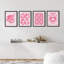 «Watercolor Pink Heart Circle Flower Collages», impression encadrée sur papier, 4 pièces-97782240-97782244