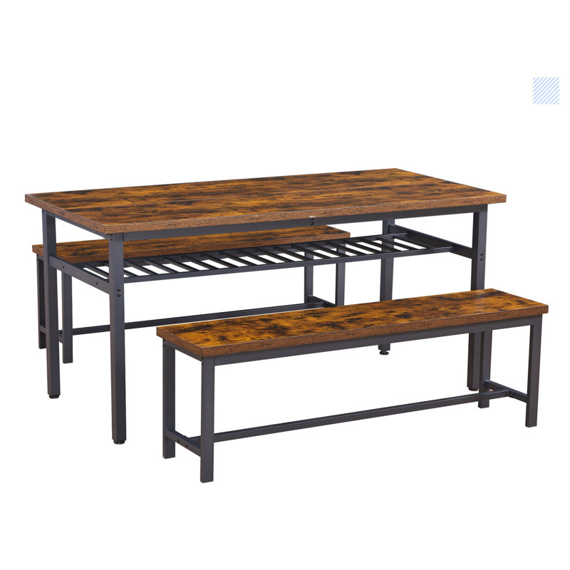 Ensemble de table de salle à manger surdimensionnée 3 pièces avec 2 bancs