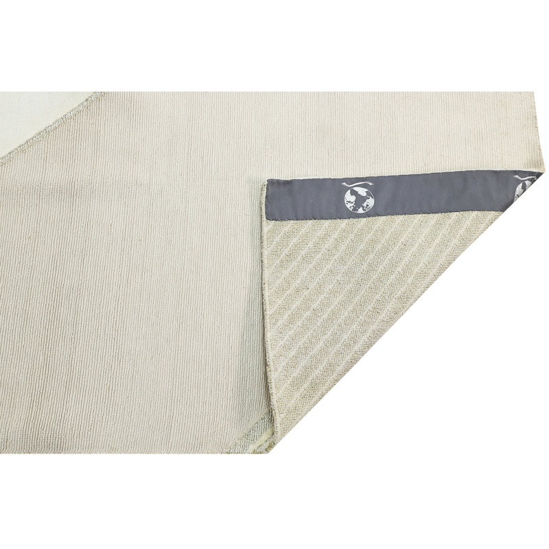 Hand Knotted Area Rug in White And Beige, Rectangle 9' x 12'