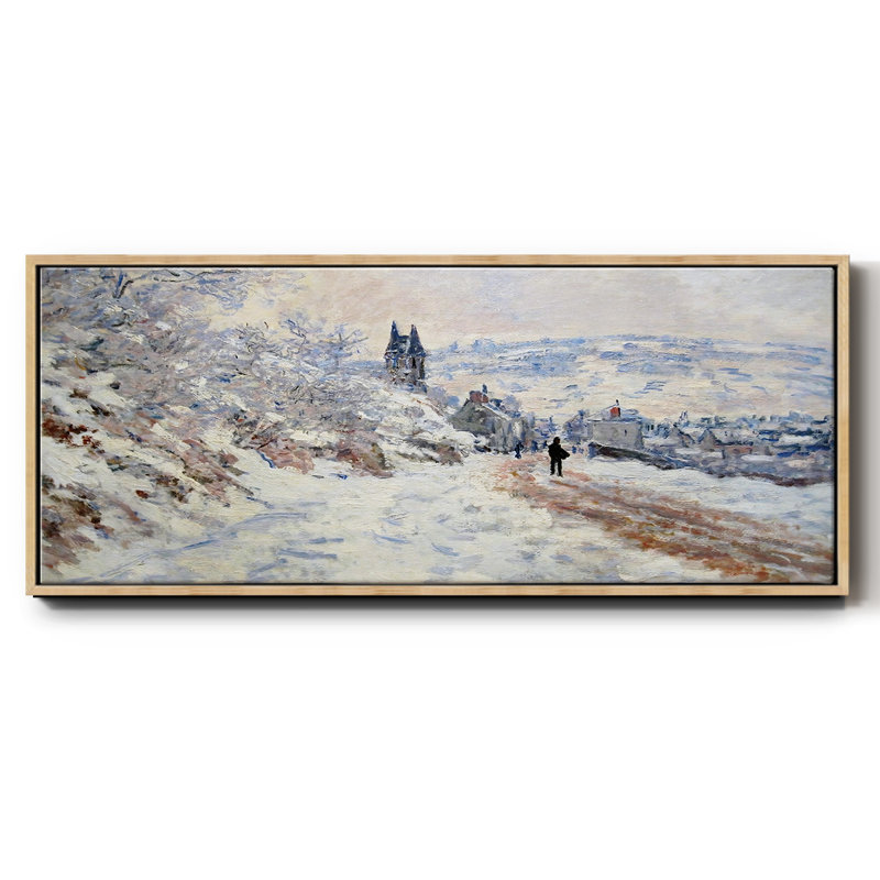 «The Road to Vetheuil, Snow Effect» - Toile encadrée, H 20 po x l 50 po