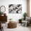 Œuvre abstraite de composition de fluide beige noir, images de salon contemporain, impression sur toile encadrée