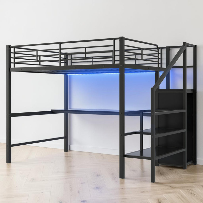 Kids Full Loft Bed, Black