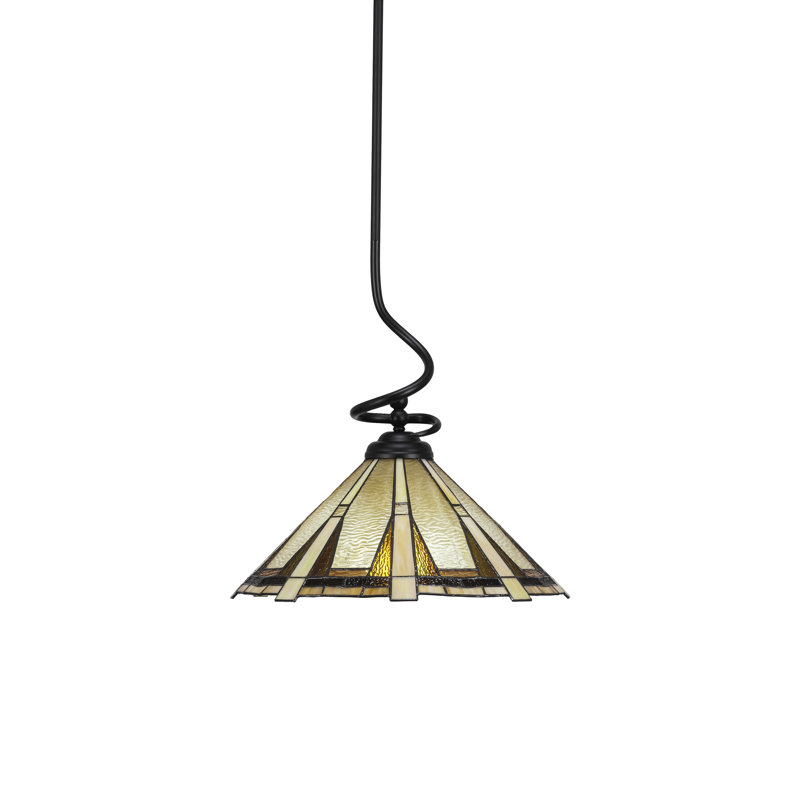 Luminaire suspendu Capri, fini noir mat, avec verre Zion 16 po