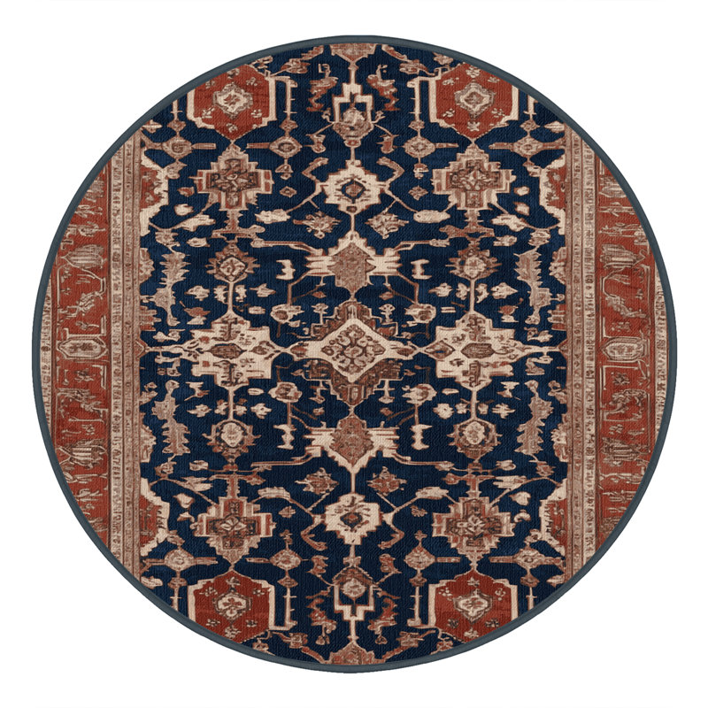 Machine Washable Persian Brown Area Rug, Round 8'