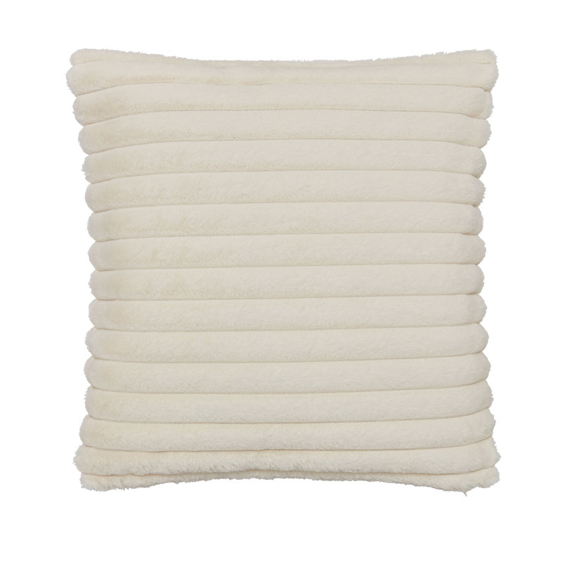 Cosy Ribbed Faux Fur Cushion Cover, Cream