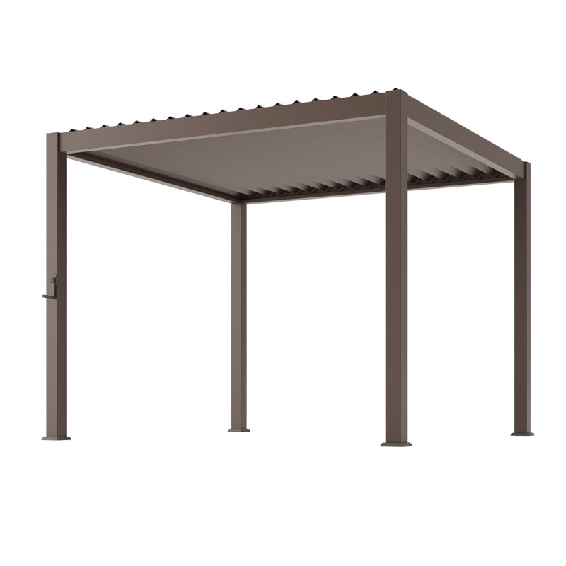 Full Aluminum Frame Pergola with Adjustable Roof Durable Double-layer Louvered Pergola, 10ft W × 10ft D